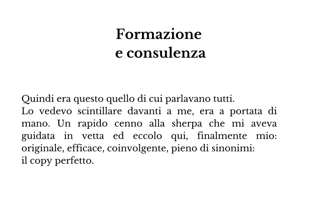 Trafiletto Formazione e consulenza copy