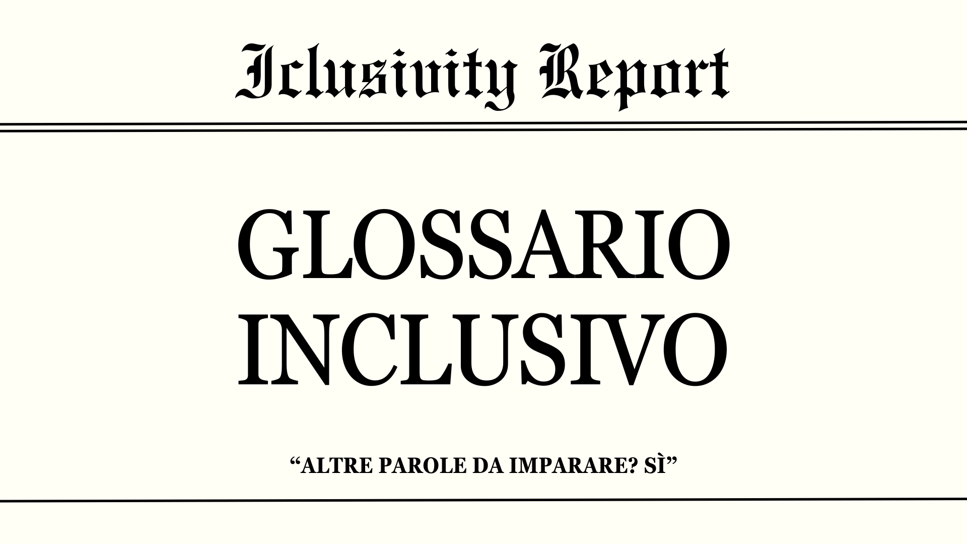 Cover articolo con indicazione del titolo "Glossario Inclusivo"